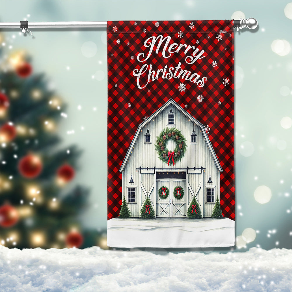 Christmas Barn Country Farm Flag Rustic Holiday Gift Home Decor - Liberish