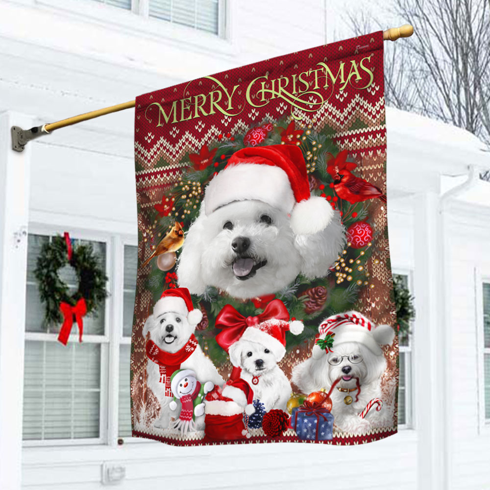 Christmas Begins With Bichon Frise Flag - Liberish