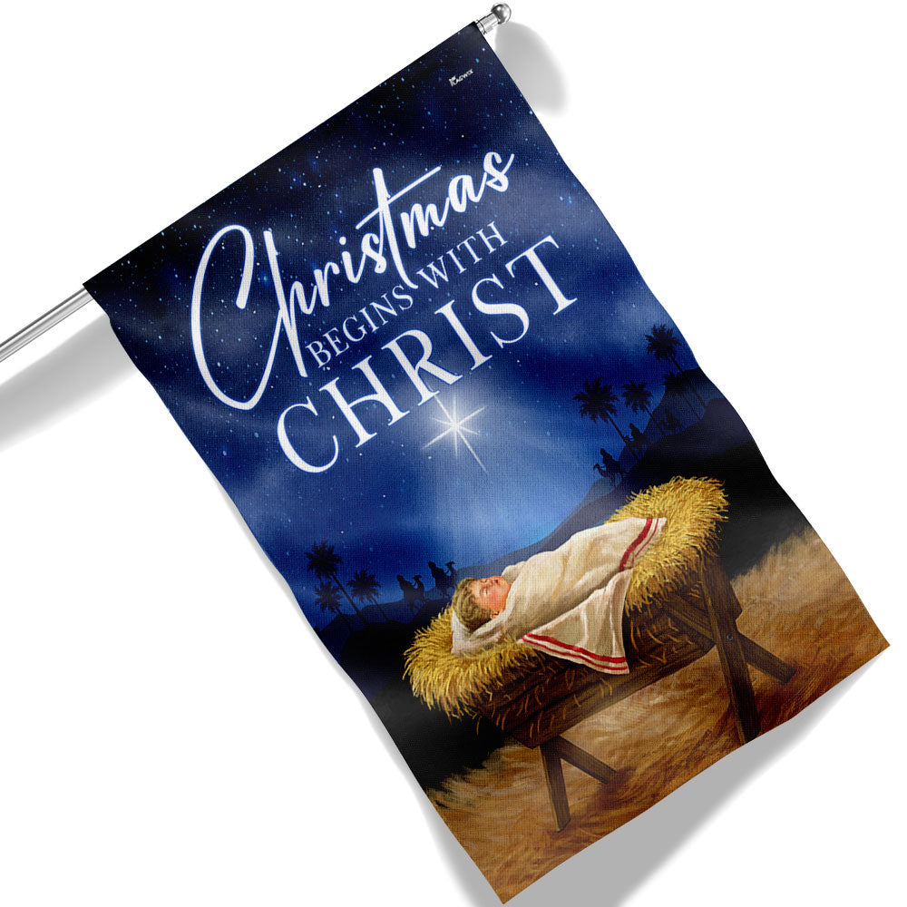 Christmas Begins With Christ Flag Festive Season - Liberish
