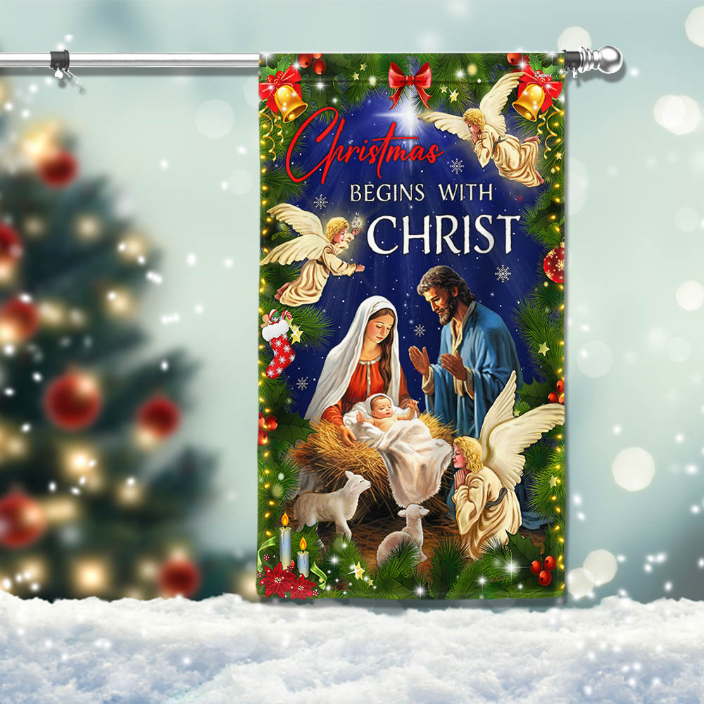 Christmas Begins With Christ Flag Holiday Edition - Liberish