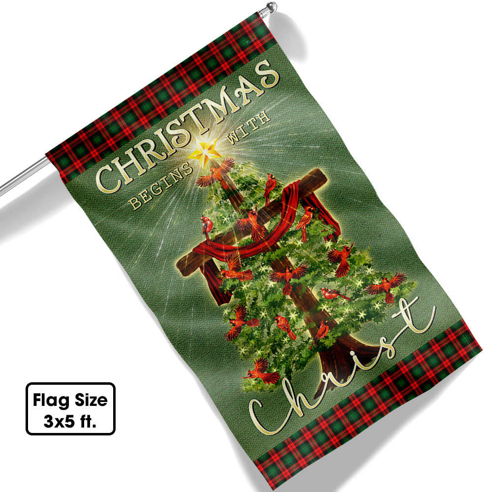 Christmas Begins With Christ Flag Merry Christmas - Liberish