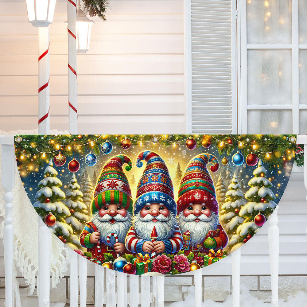 Christmas Gnomes Holidays Winter Non Pleated Fan Flag - Liberish
