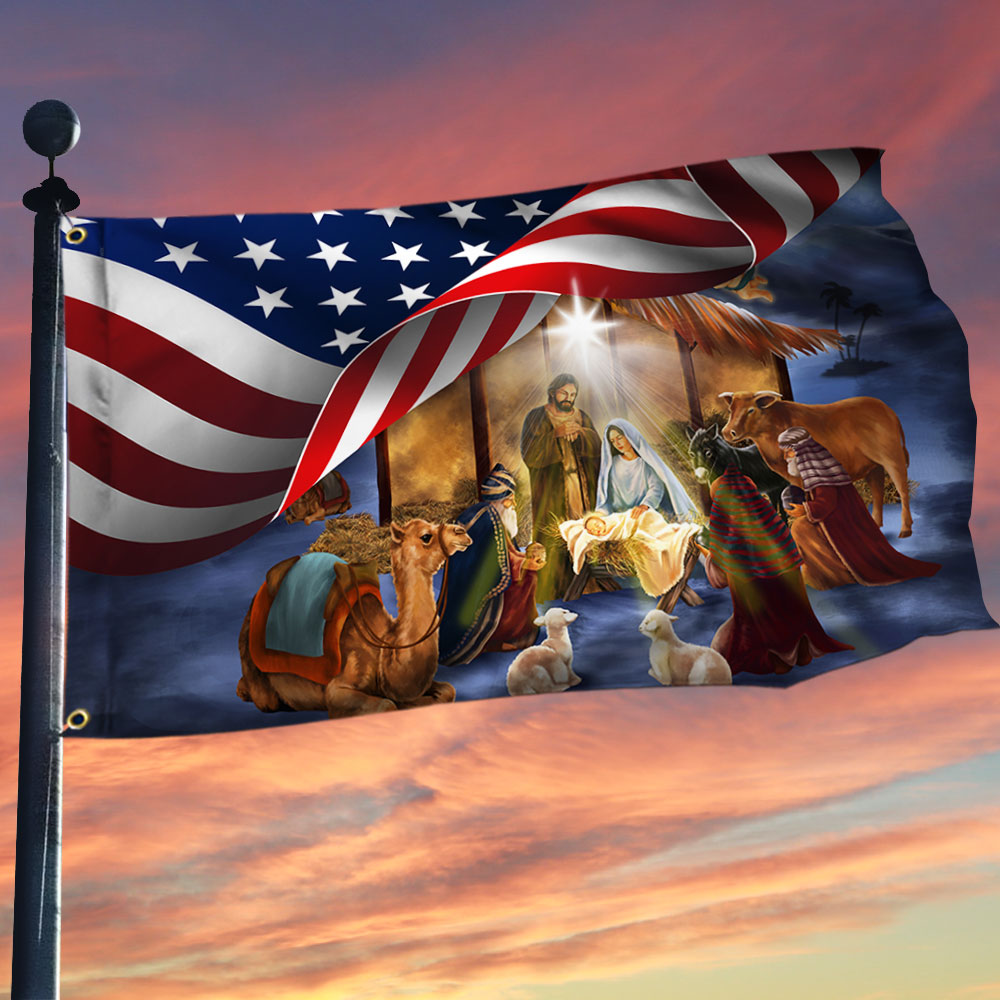 Christmas Grommet Flag Nativity Of Jesus - Liberish