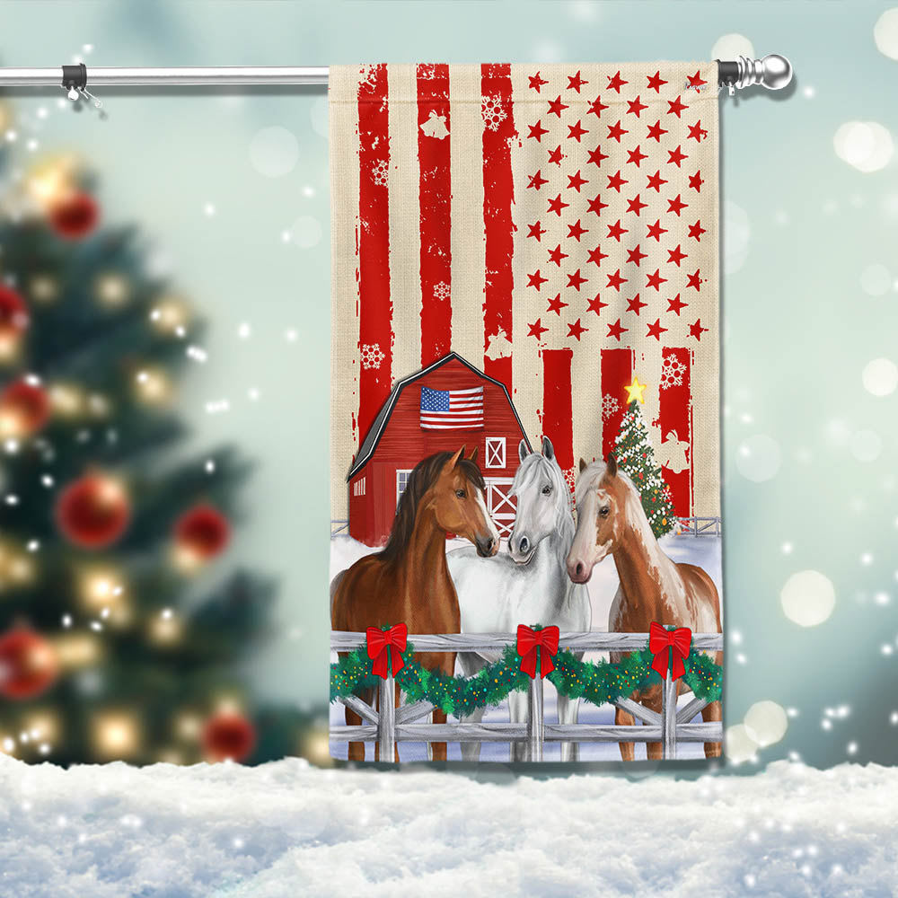 Christmas Horses American Flag - Liberish