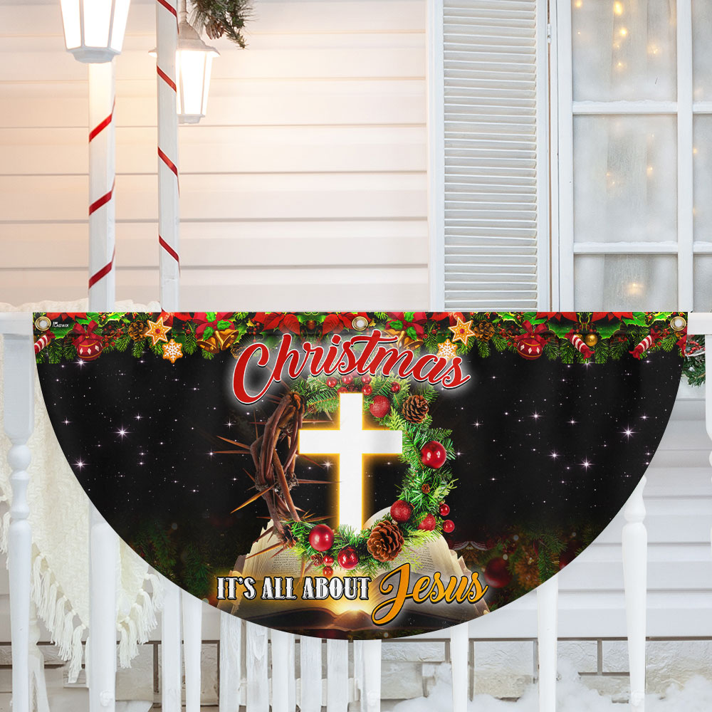 Christmas It S All About Jesus Non Pleated Fan Flag - Liberish