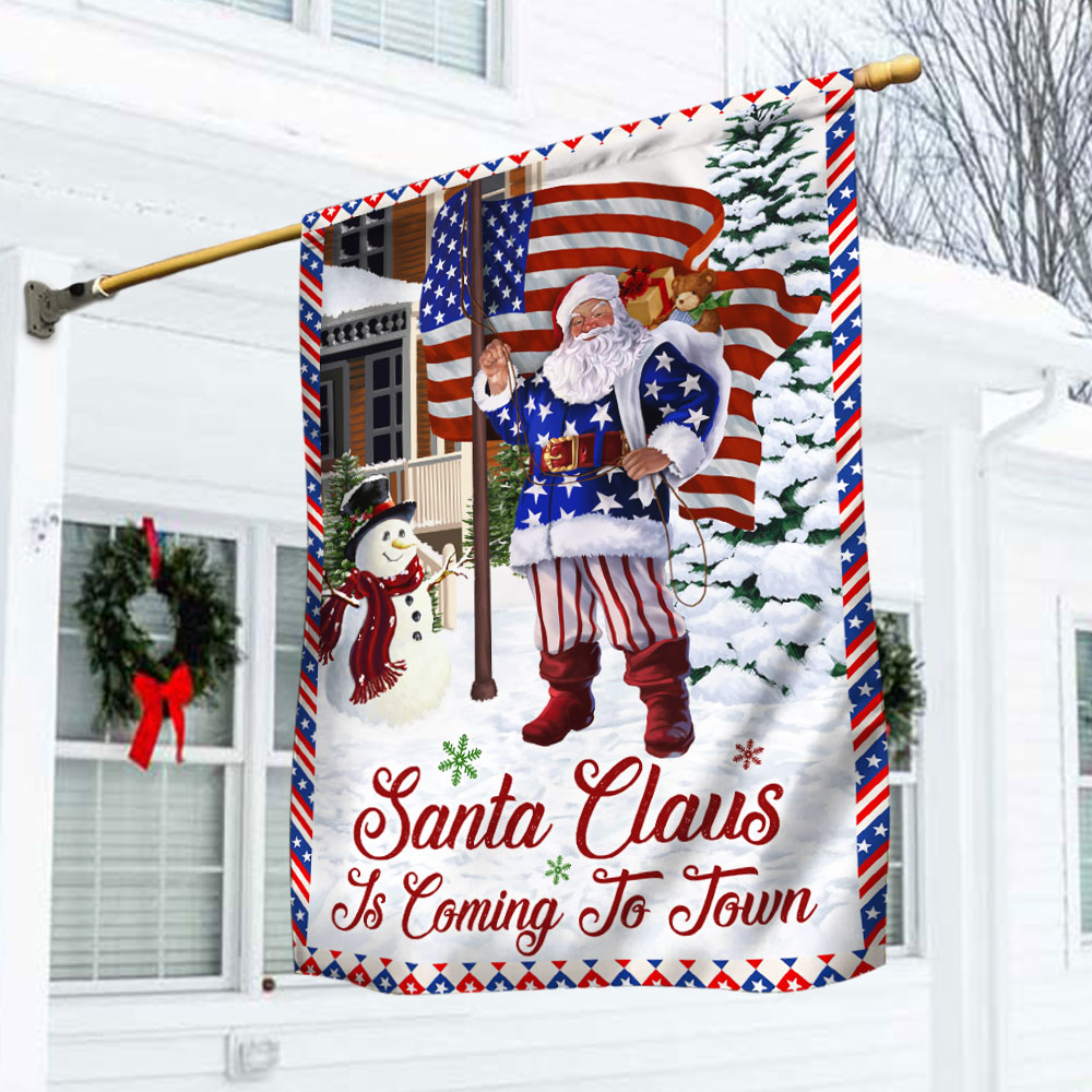 Christmas Joy Flag Santa Claus Is Coming To Town - Liberish