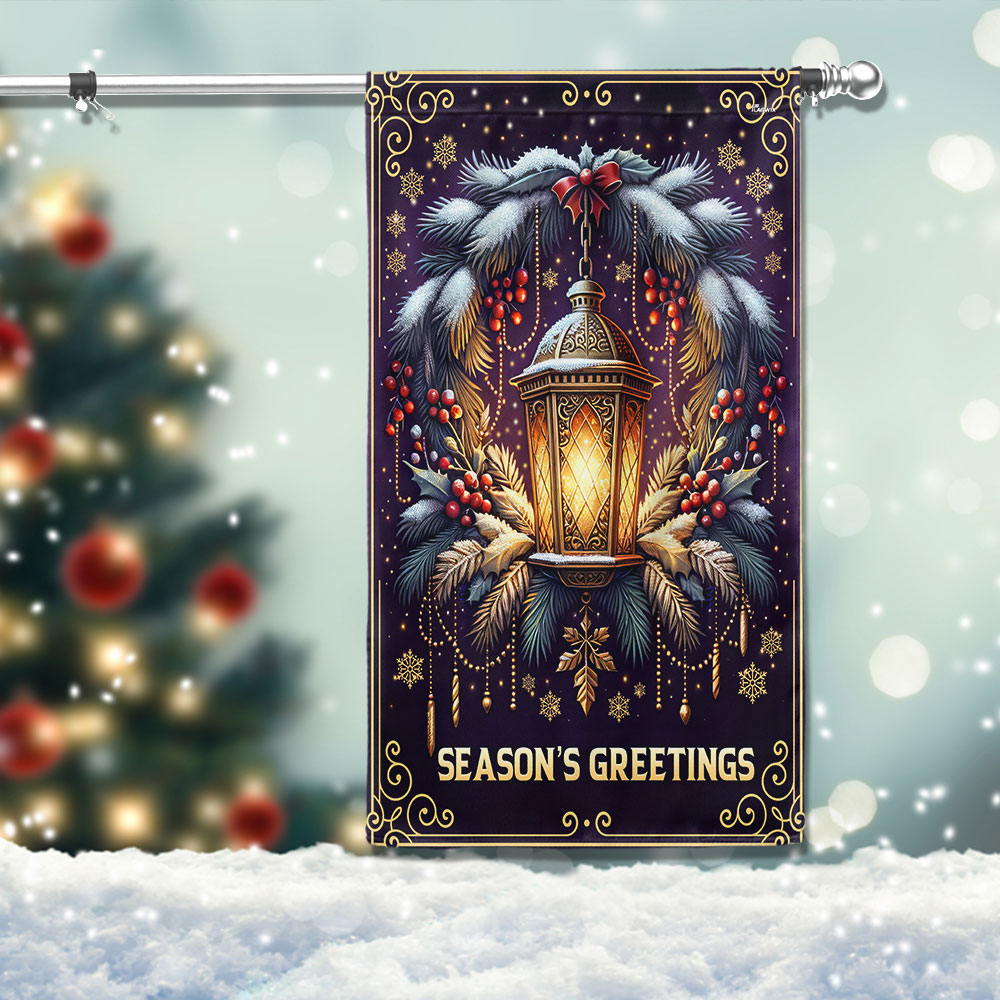 Christmas Lantern Season S Greetings Flag - Liberish