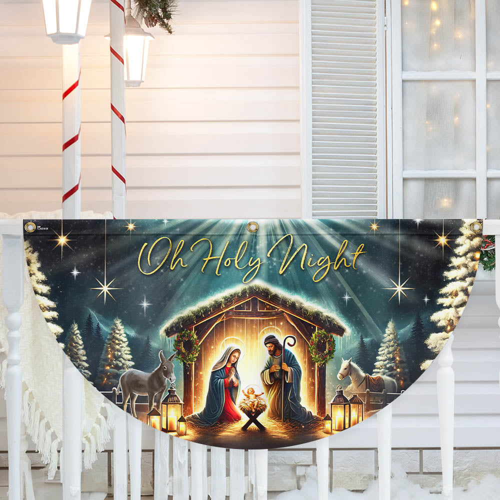 Christmas Nativity Of Jesus Christ Holy Night Non Pleated Fan Flag - Liberish