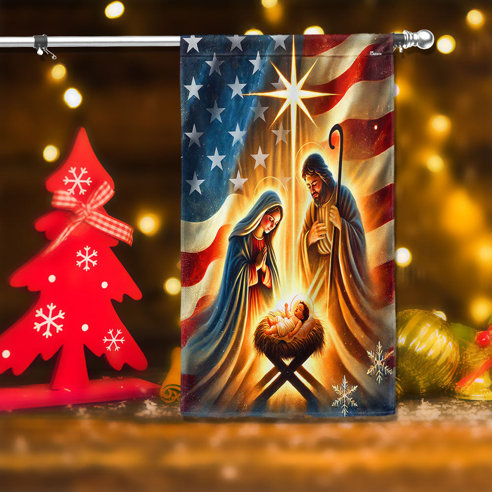 Christmas Nativity Of Jesus Holy Night Wintertime Holiday Christian Flag - Liberish