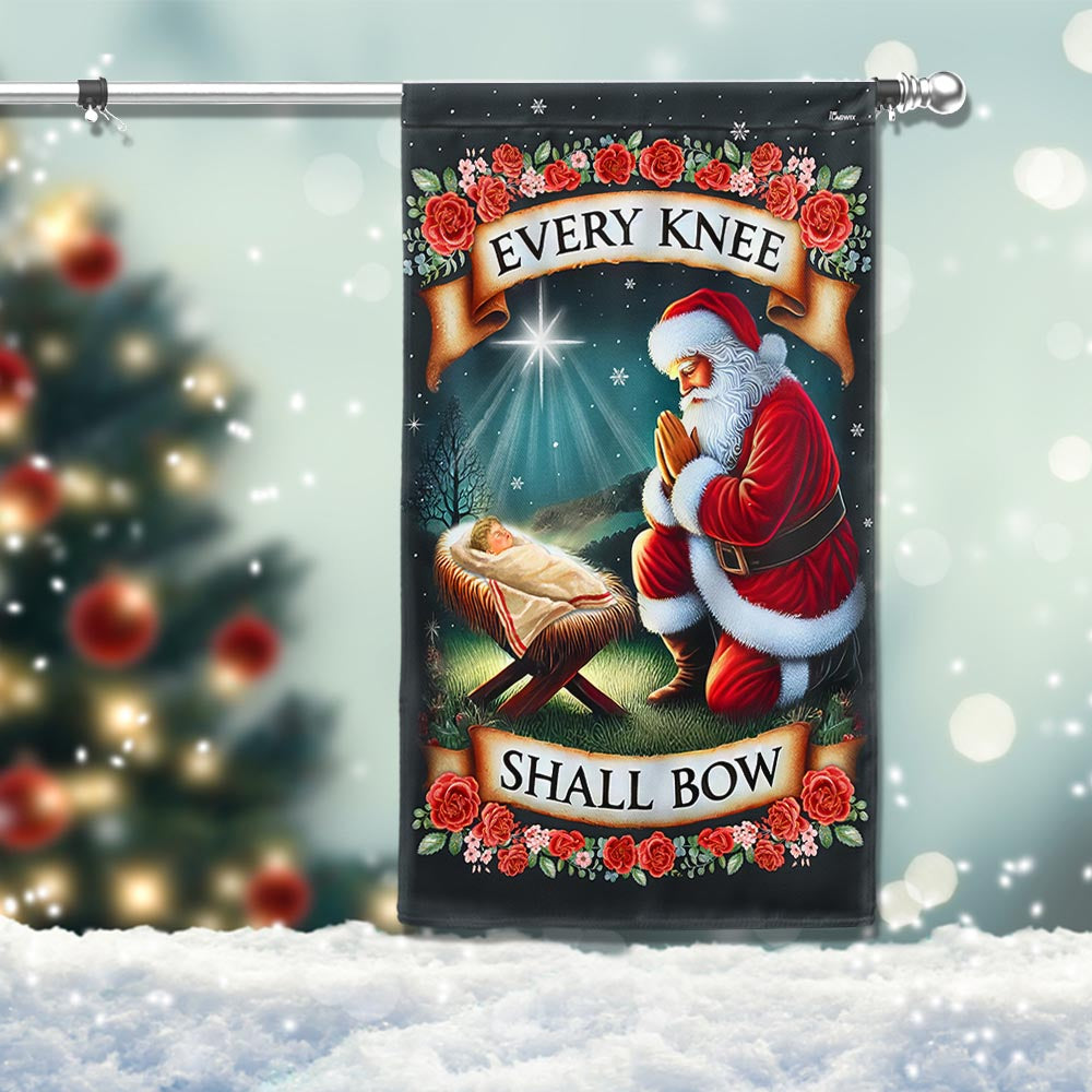 Christmas Santa Claus Every Knee Shall Bow Flag - Liberish