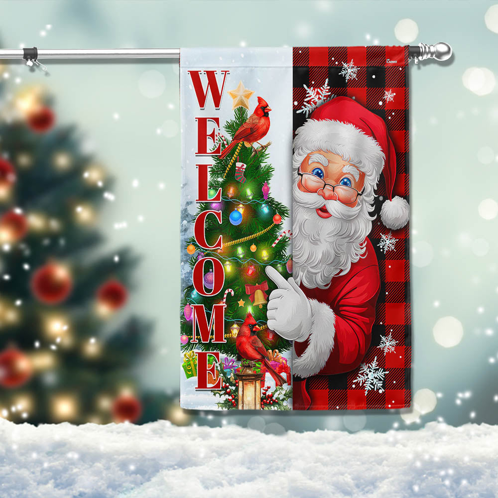 Christmas Santa Claus Welcome Home Flag - Liberish
