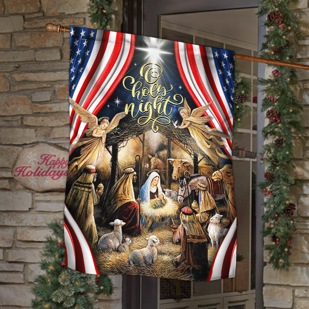 Christmas Silent Night Flag Jesus Is Born - Liberish