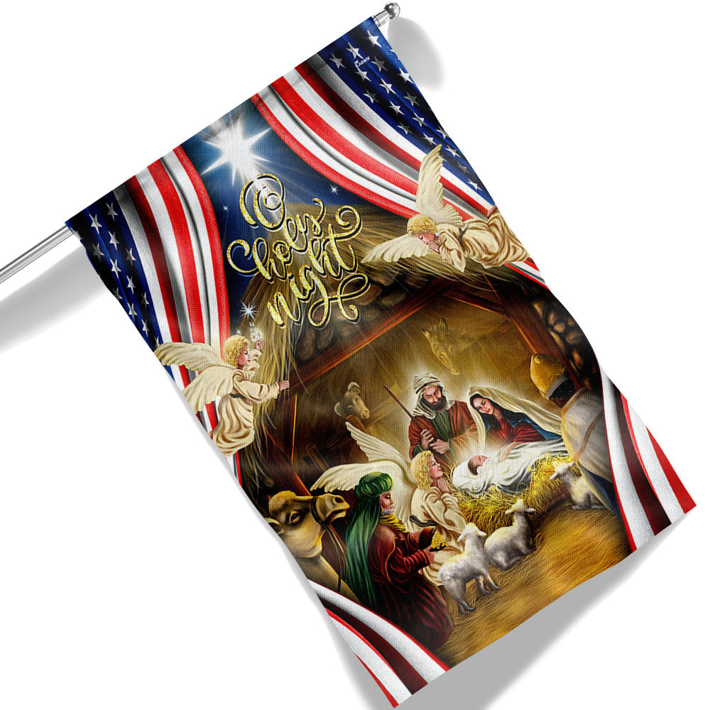 Christmas Silent Night Flag Jesus Is Born Nativity Of Jesus Flag - Liberish