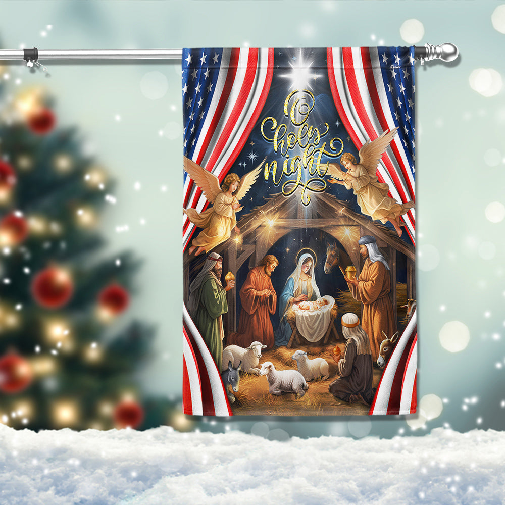 Christmas Silent Night Nativity Flag Jesus Birth Scene Holiday Gift Decor 3 D - Liberish