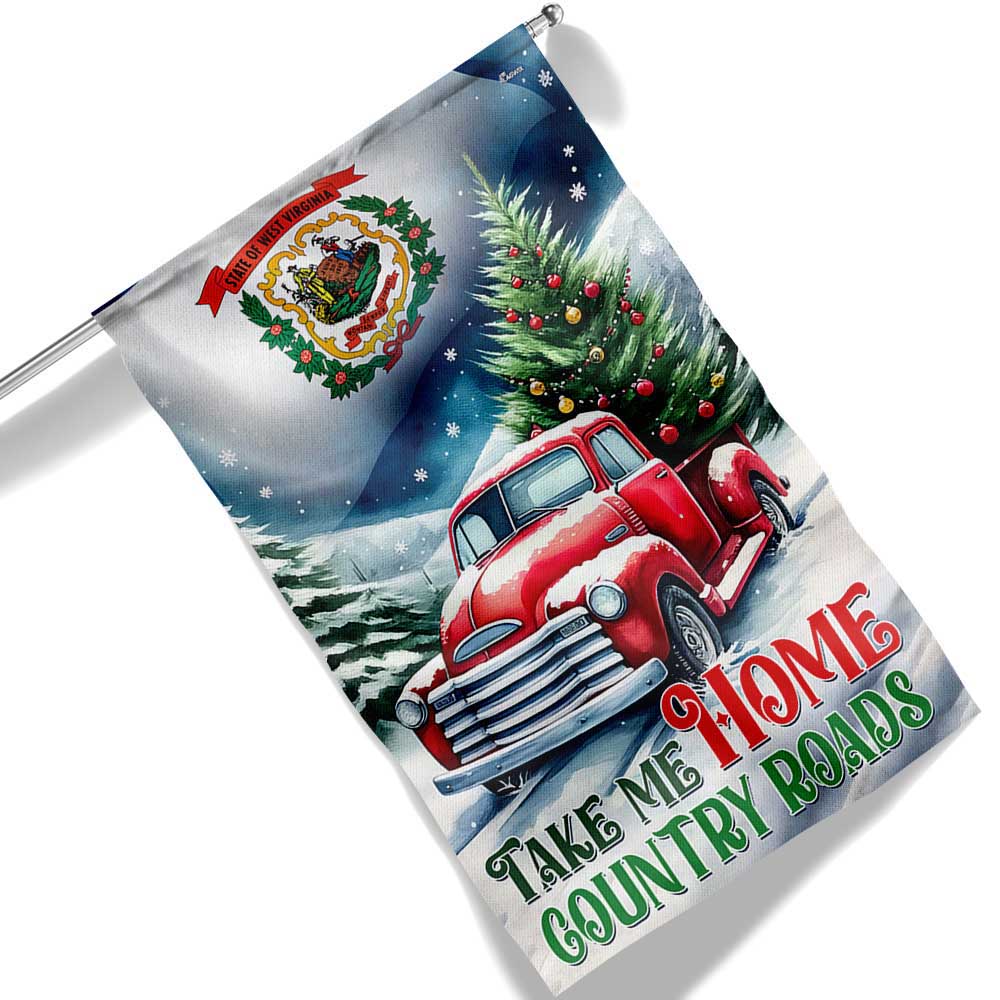 Christmas Take Me Home Country Roads West Virginia Flag - Liberish