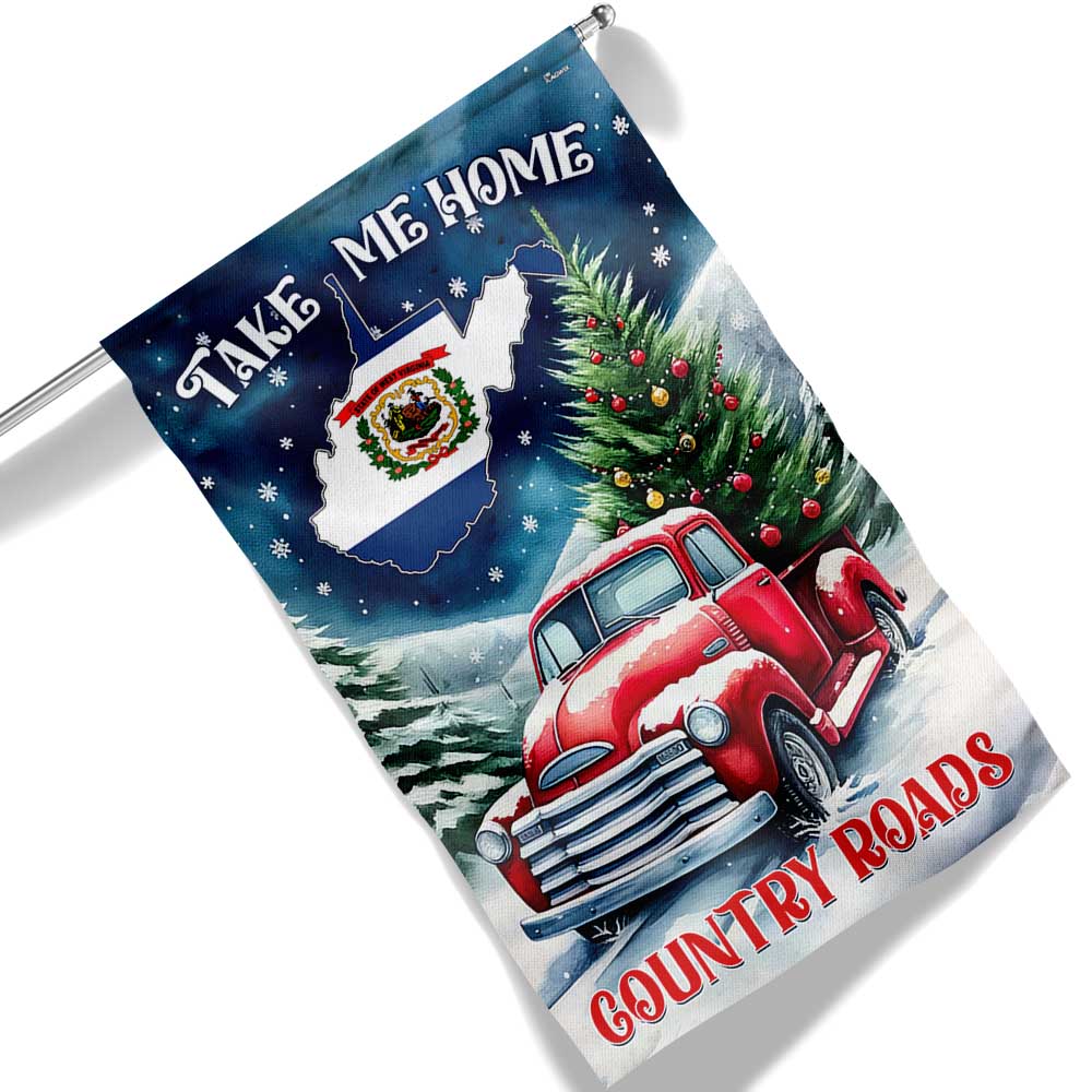 Christmas Take Me Home Country Roads West Virginia Flag Christmas 2025 - Liberish