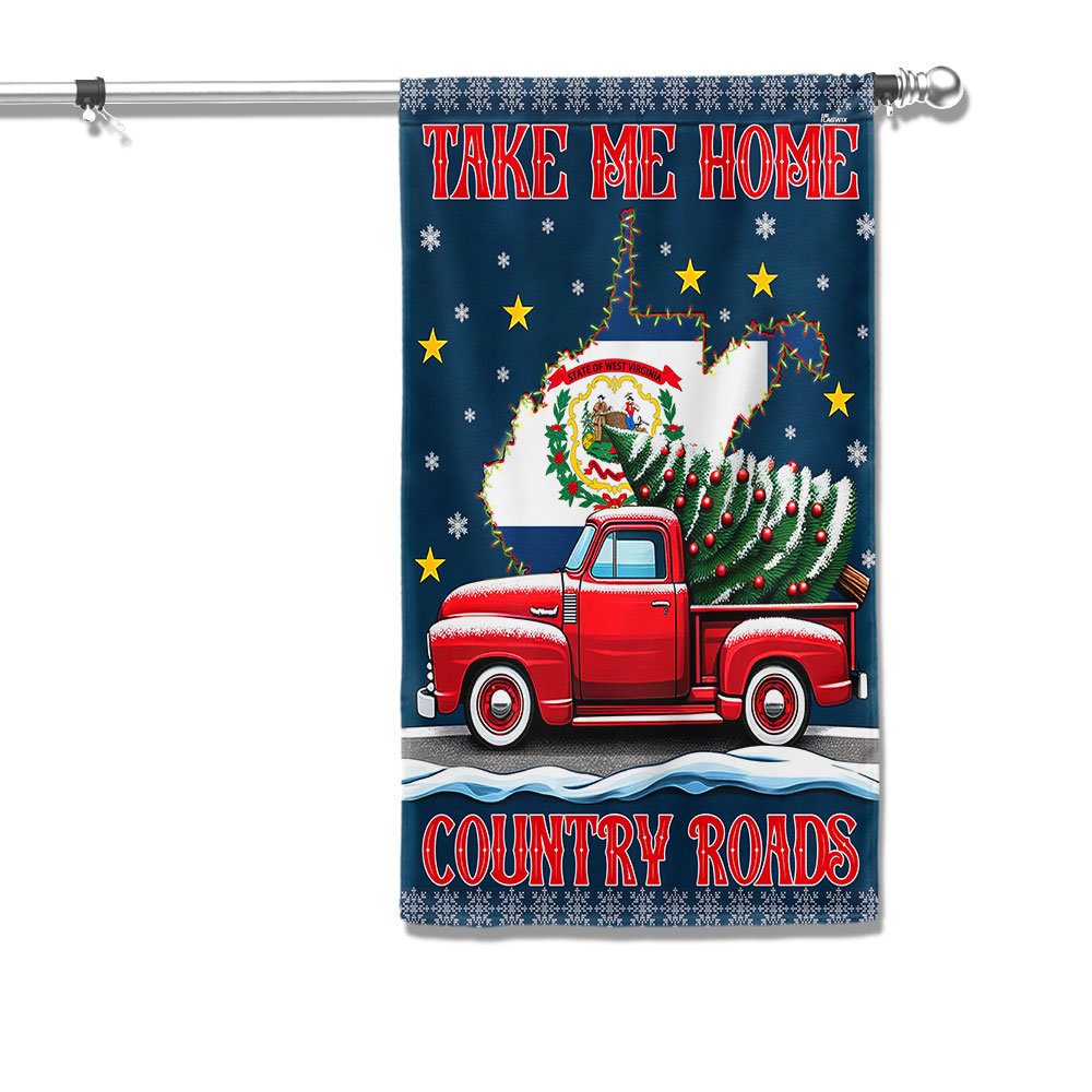 Christmas Take Me Home Country Roads West Virginia Flag Merry Christmas - Liberish