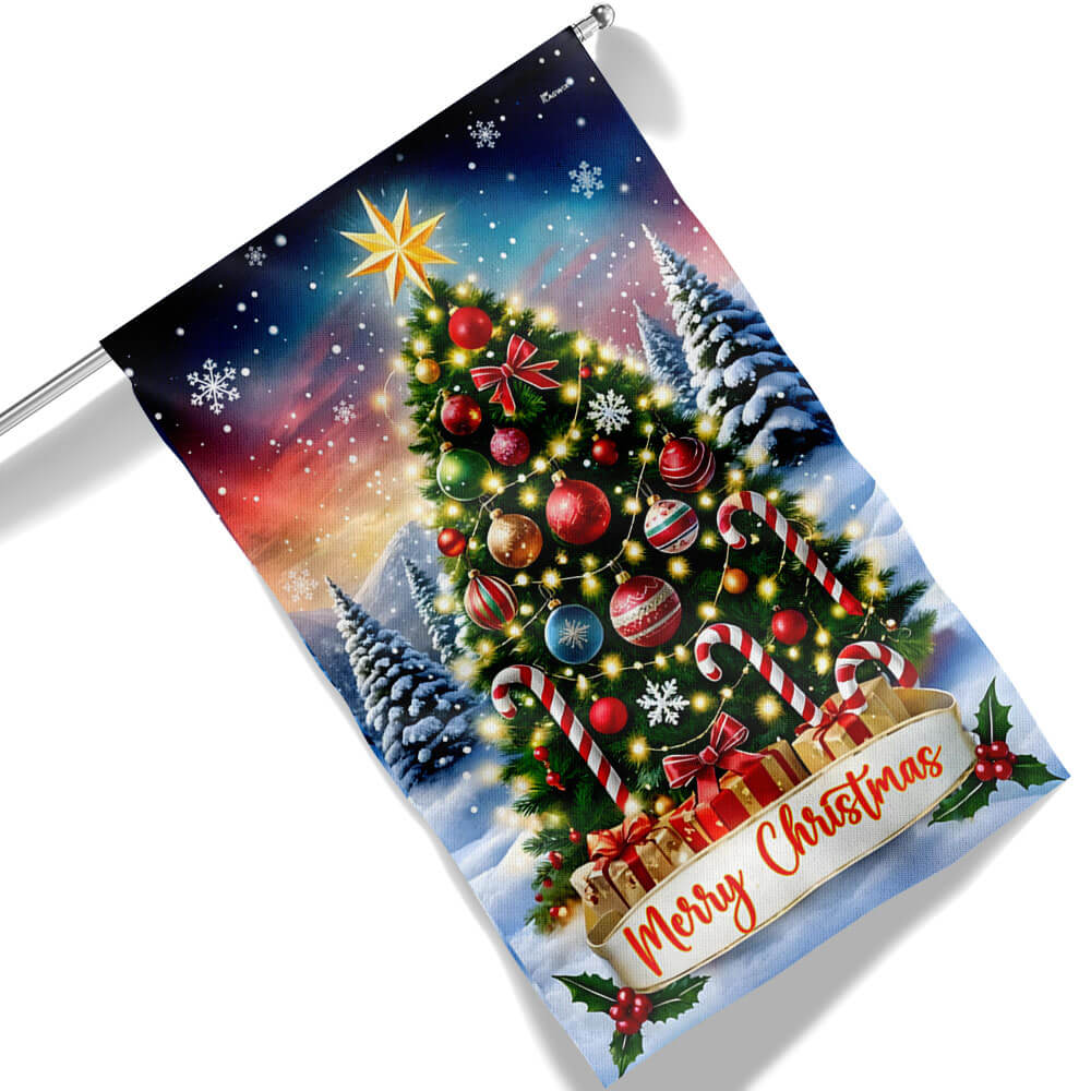 Christmas Tree Merry Christmas Flag - Liberish
