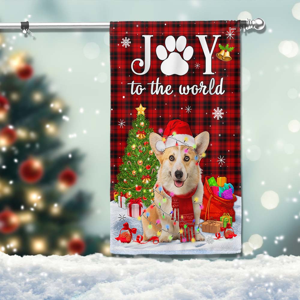 Corgi Christmas Flag Dog Joy To The World - Liberish