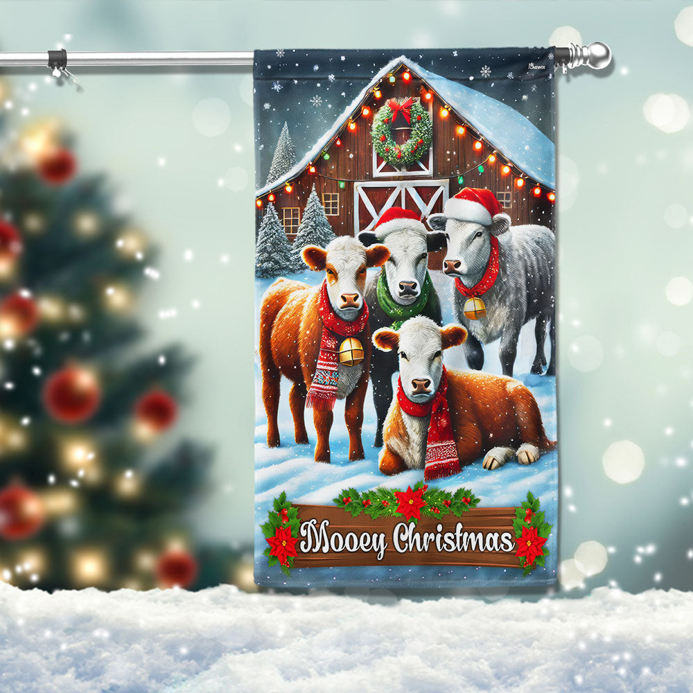 Cow Cattle Farm Christmas Flag - Liberish