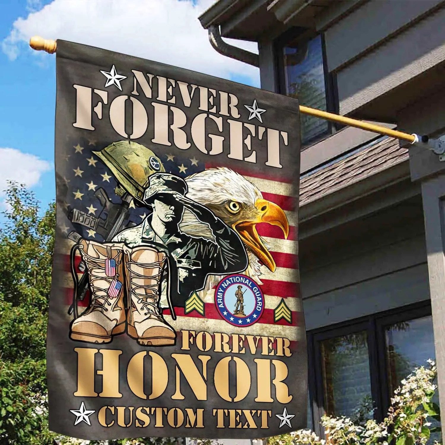 Custom Army National Guard Veteran Flag Never Forget Forever Honor Flag Patriotic Decor - Liberish