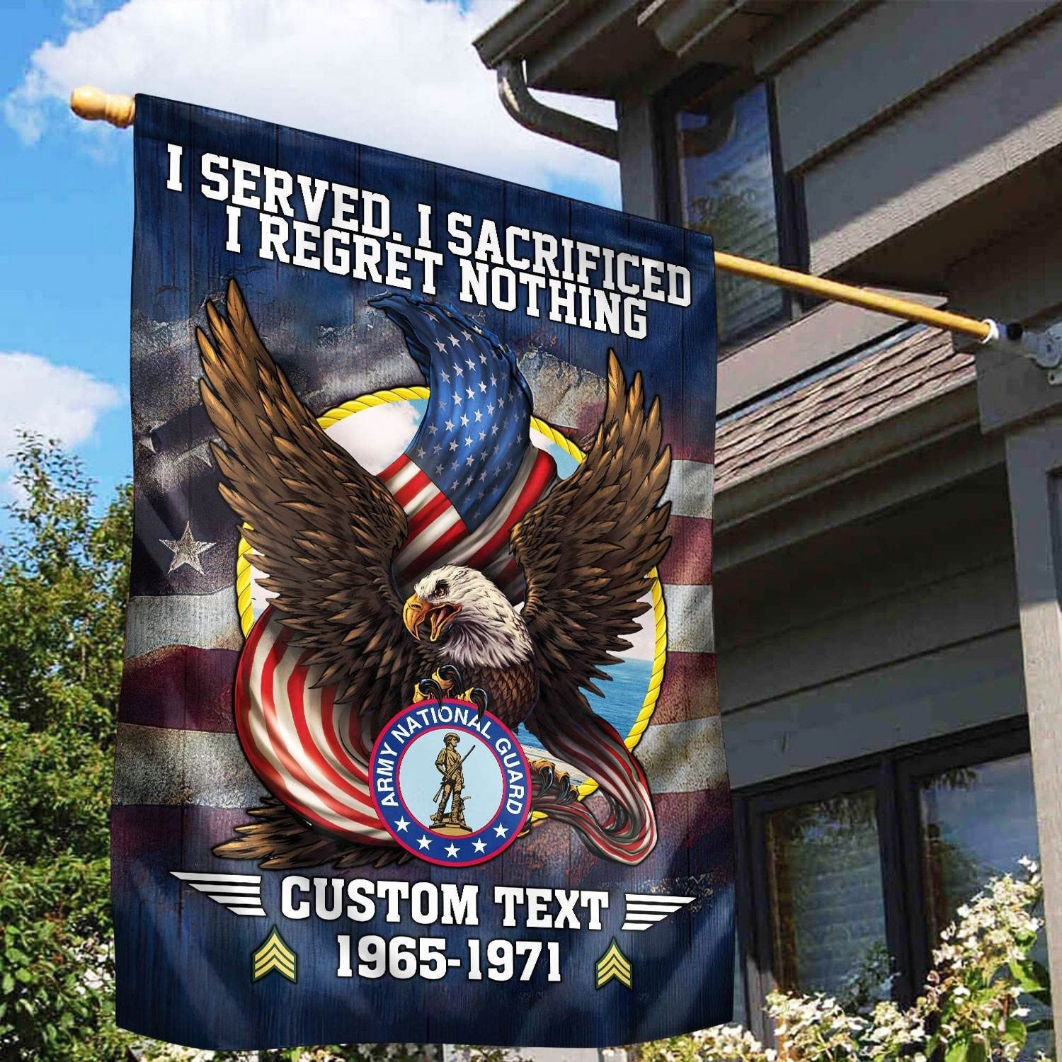 Custom Army National Guard Veteran Flag Patriotic Flag I Served I Sacrificed I Regret Nothing - Liberish
