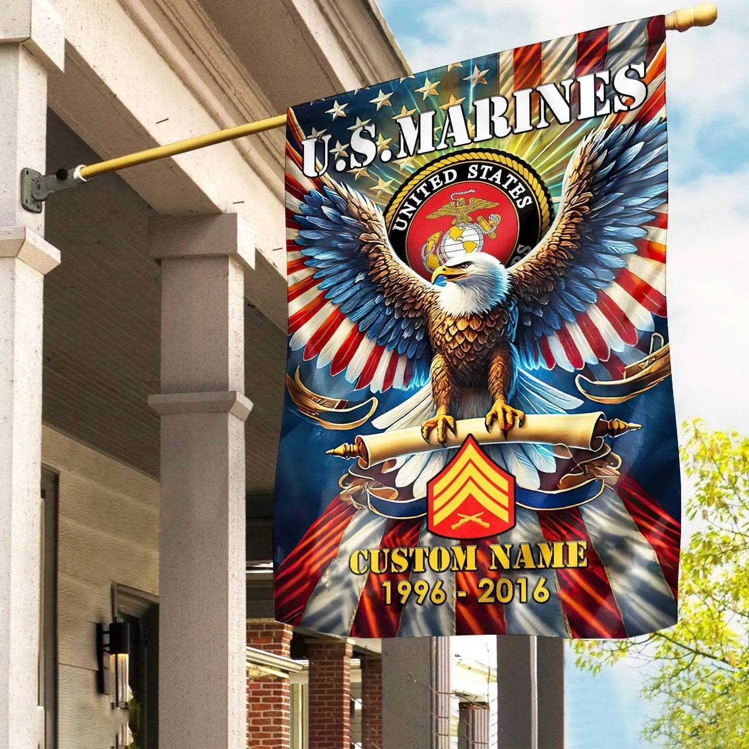 Custom Eagle US Marine Corps Flag USMC Patriotic Flag Gifts For Veterans - Liberish