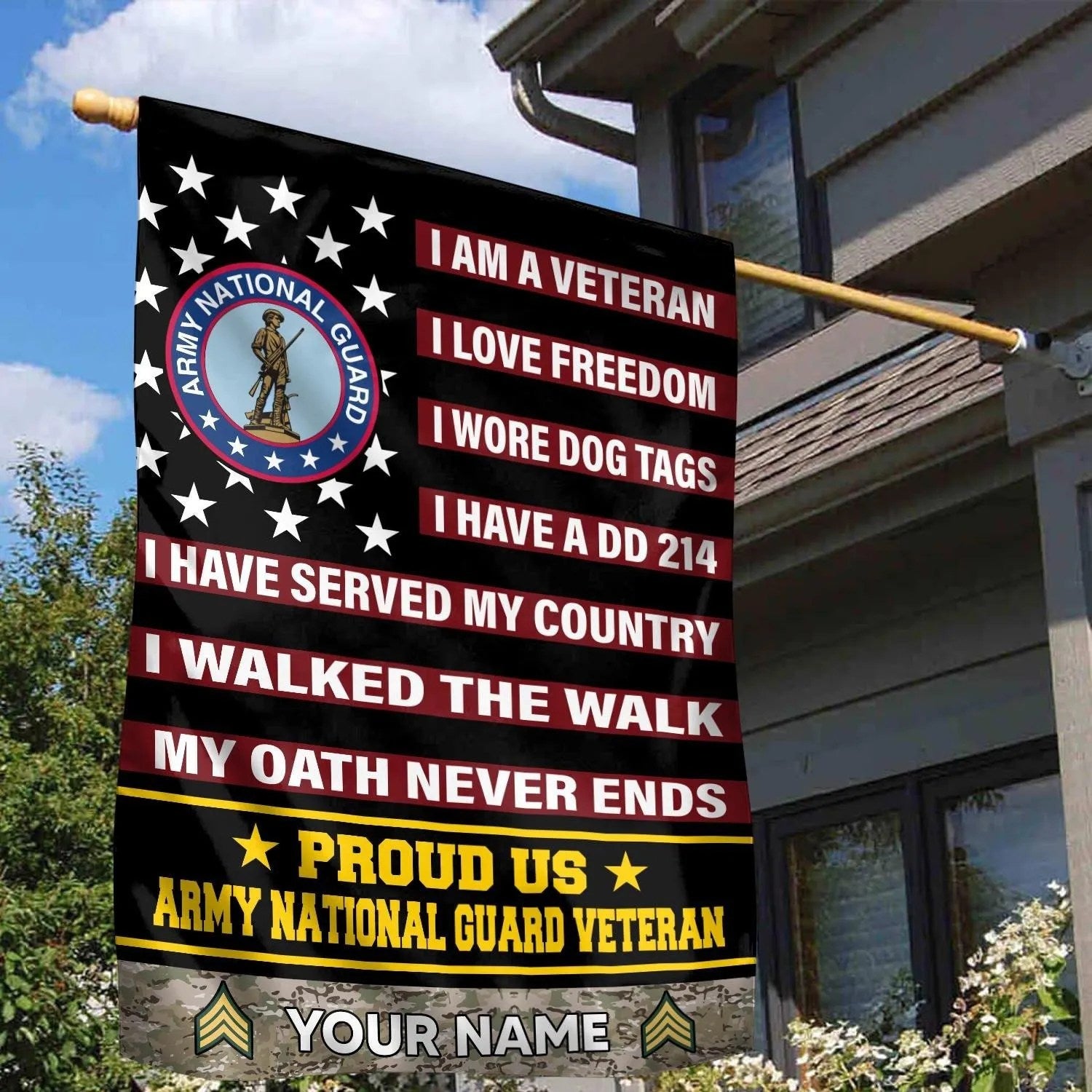 Custom Proud US Army National Guard Veteran Flag Patriotic Flag Gifts For Army Veterans - Liberish