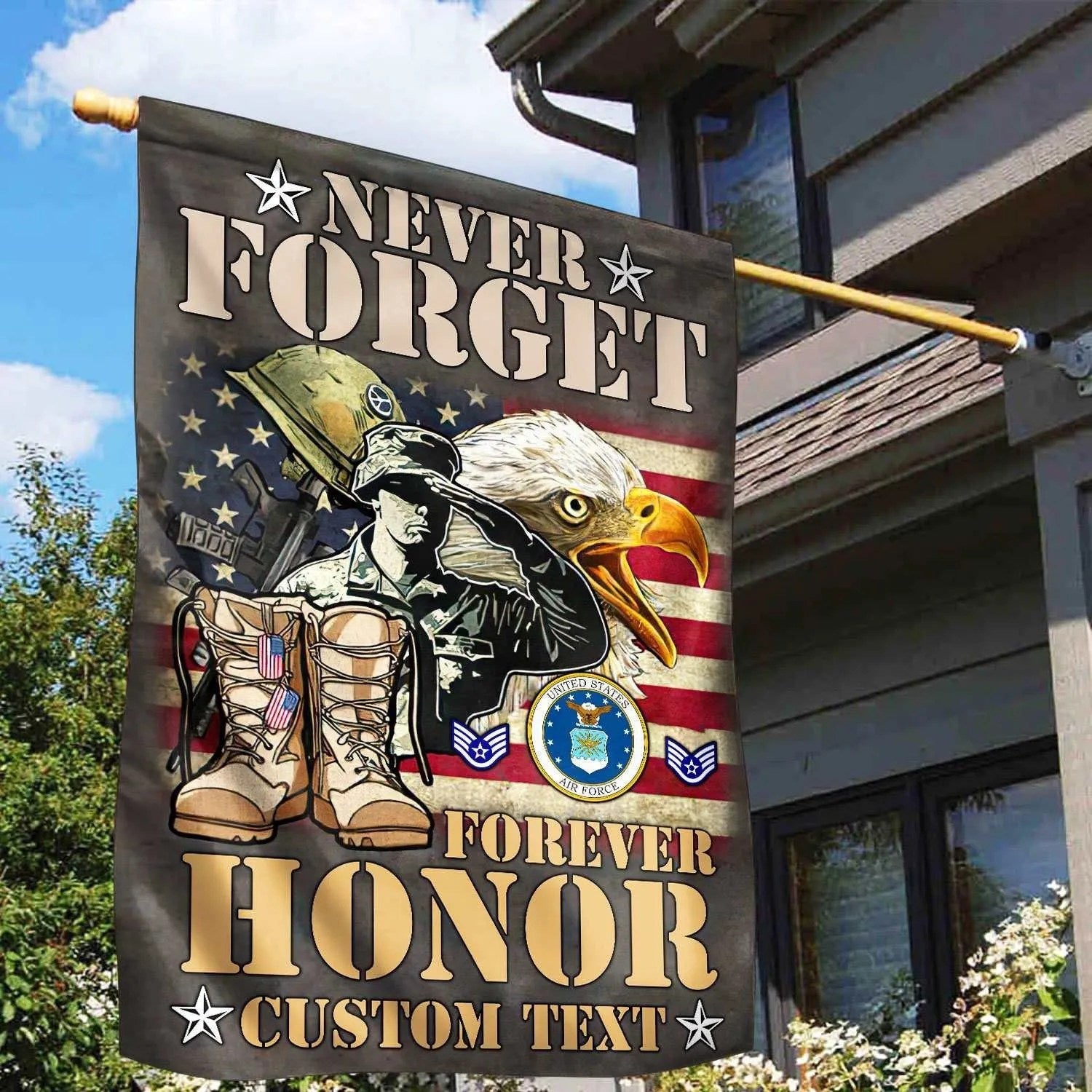 Custom US Air Force Flag Never Forget Forever Honor Flag Gifts For Air Force Veteran - Liberish