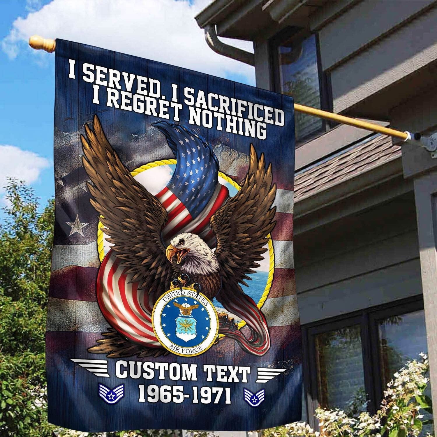 Custom US Air Force Flag Patriotic Flag I Served I Sacrificed I Regret Nothing - Liberish