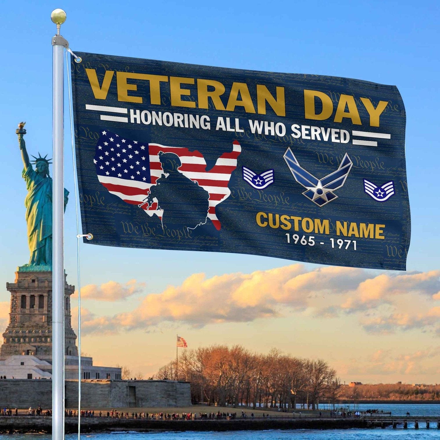 Custom US Air Force Flag Veterans Day Honoring All Who Served Flag Gifts For Air Force - Liberish