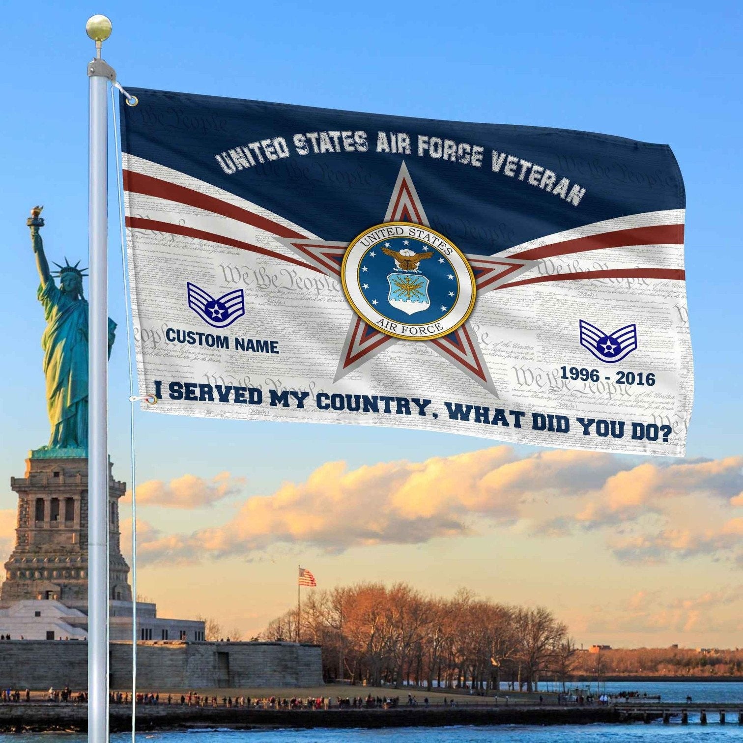Custom US Air Force Flag Veterans Day Honoring All Who Served Flag Patriotic Decor - Liberish