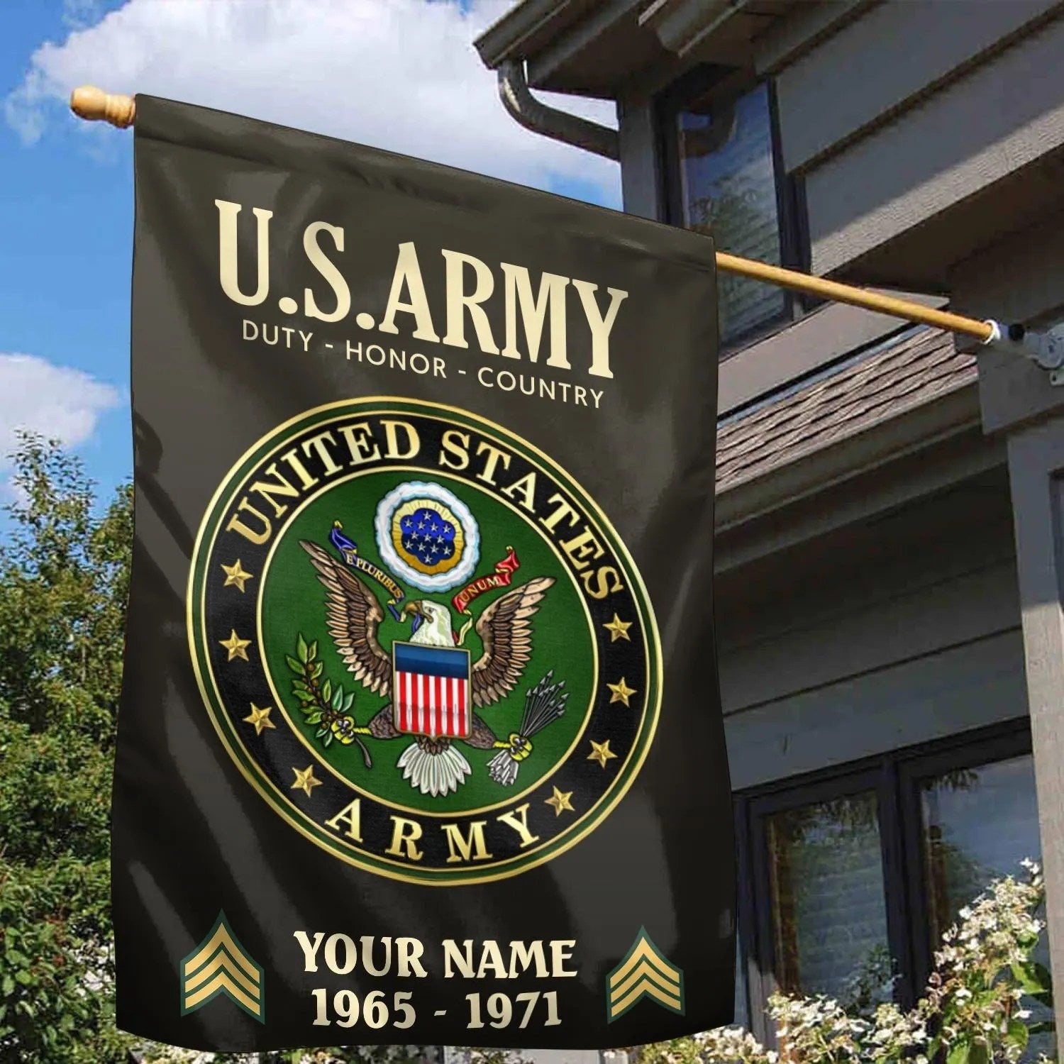 Custom US Army Duty Honor Country Flag Military Flag Gifts For Army Veterans - Liberish