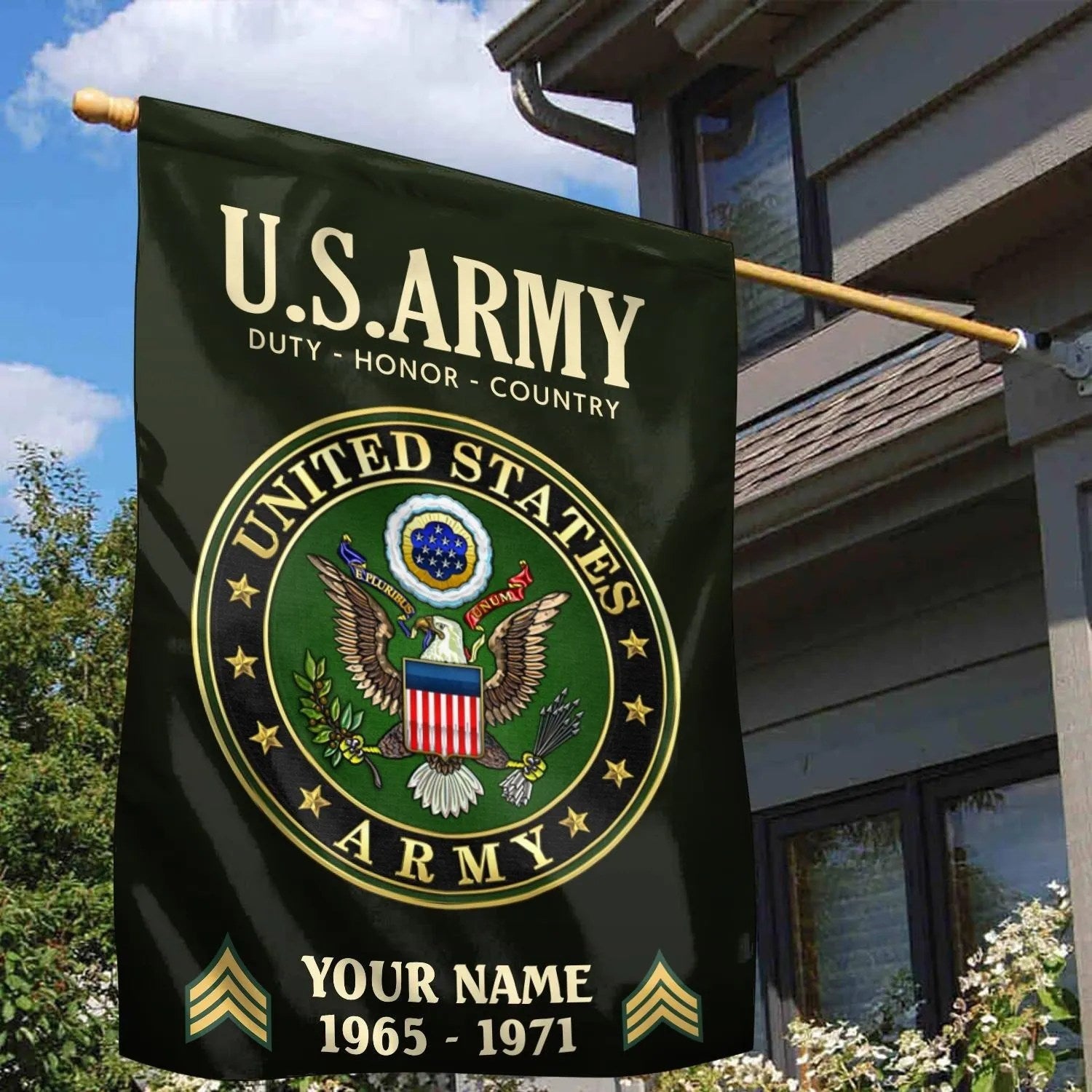 Custom US Army Duty Honor Country Flag Patriotic Flag Gifts For Army Veterans - Liberish