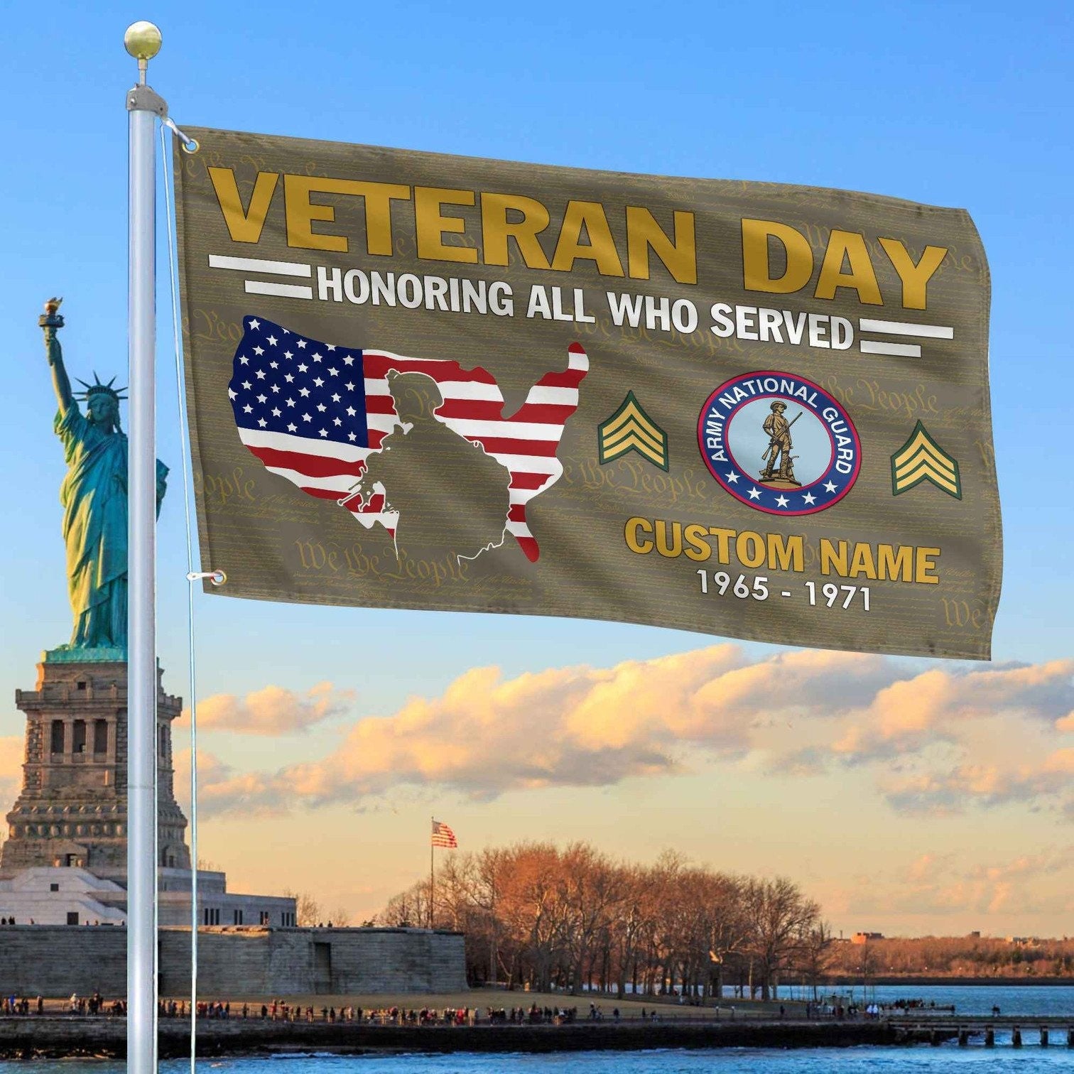 Custom US Army National Guard Flag Veterans Day Honoring All Who Served Flag Gifts For Veteran - Liberish