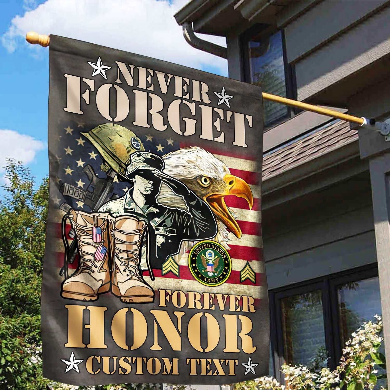 Custom US Army Veteran Flag Never Forget Forever Honor Flag Patriotic Home Decor - Liberish