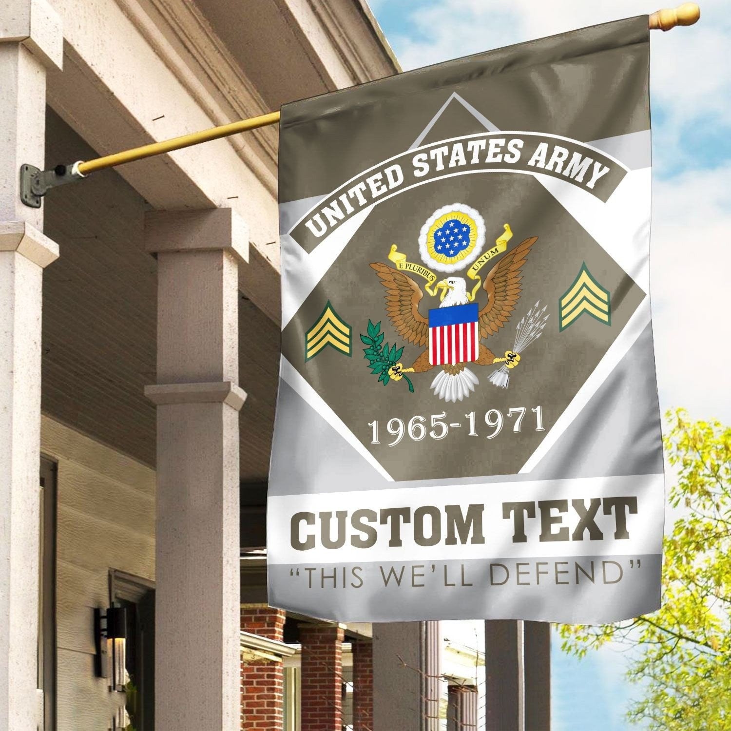 Custom US Army Veteran Flag This We'll Defend Flag Patriotic Flag Army Veterans Gifts - Liberish
