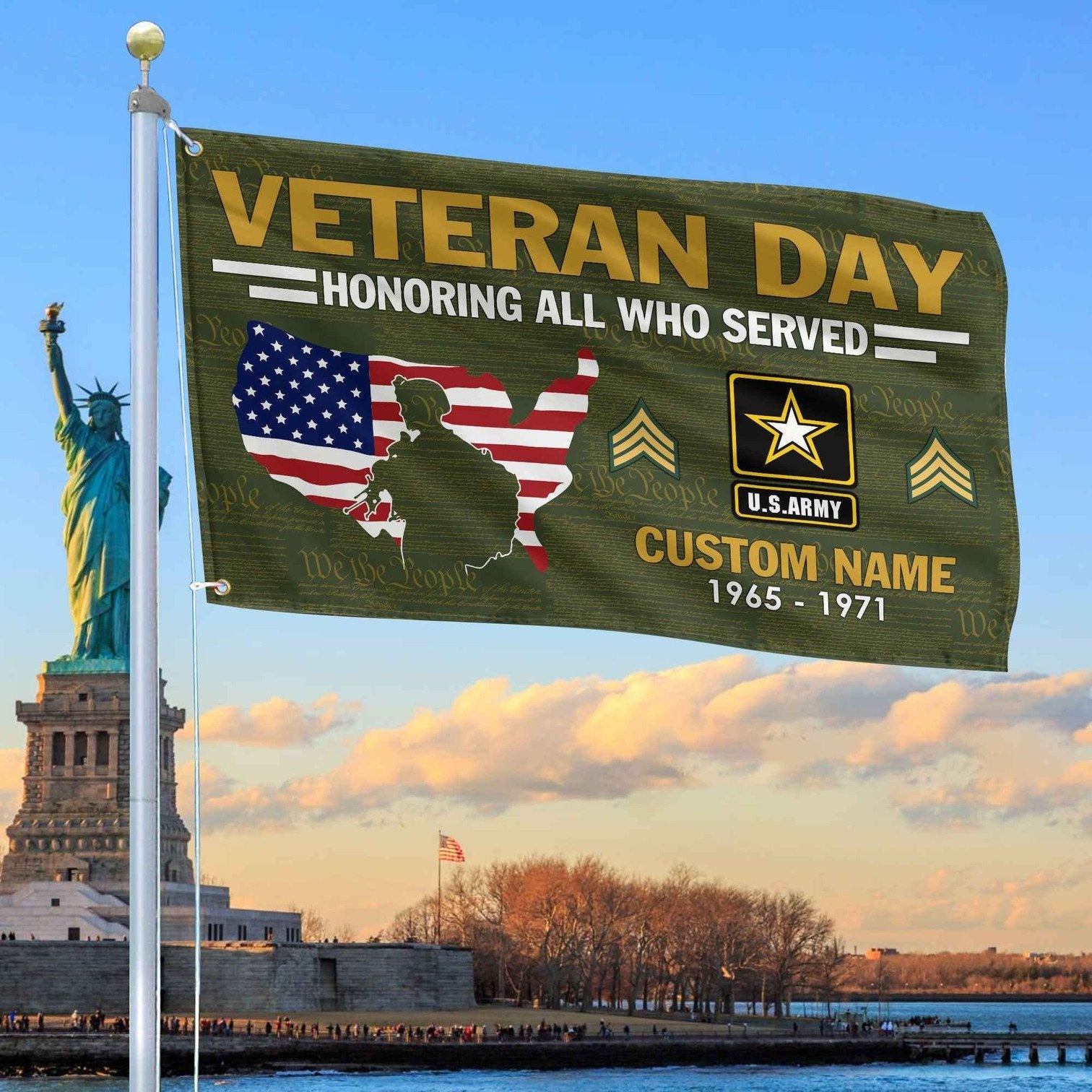 Custom US Army Veteran Flag Veterans Day Honoring All Who Served Flag - Liberish