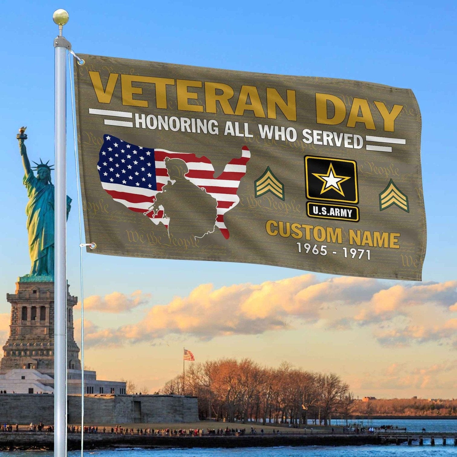 Custom US Army Veteran Flag Veterans Day Honoring All Who Served Flag Gifts For Army - Liberish