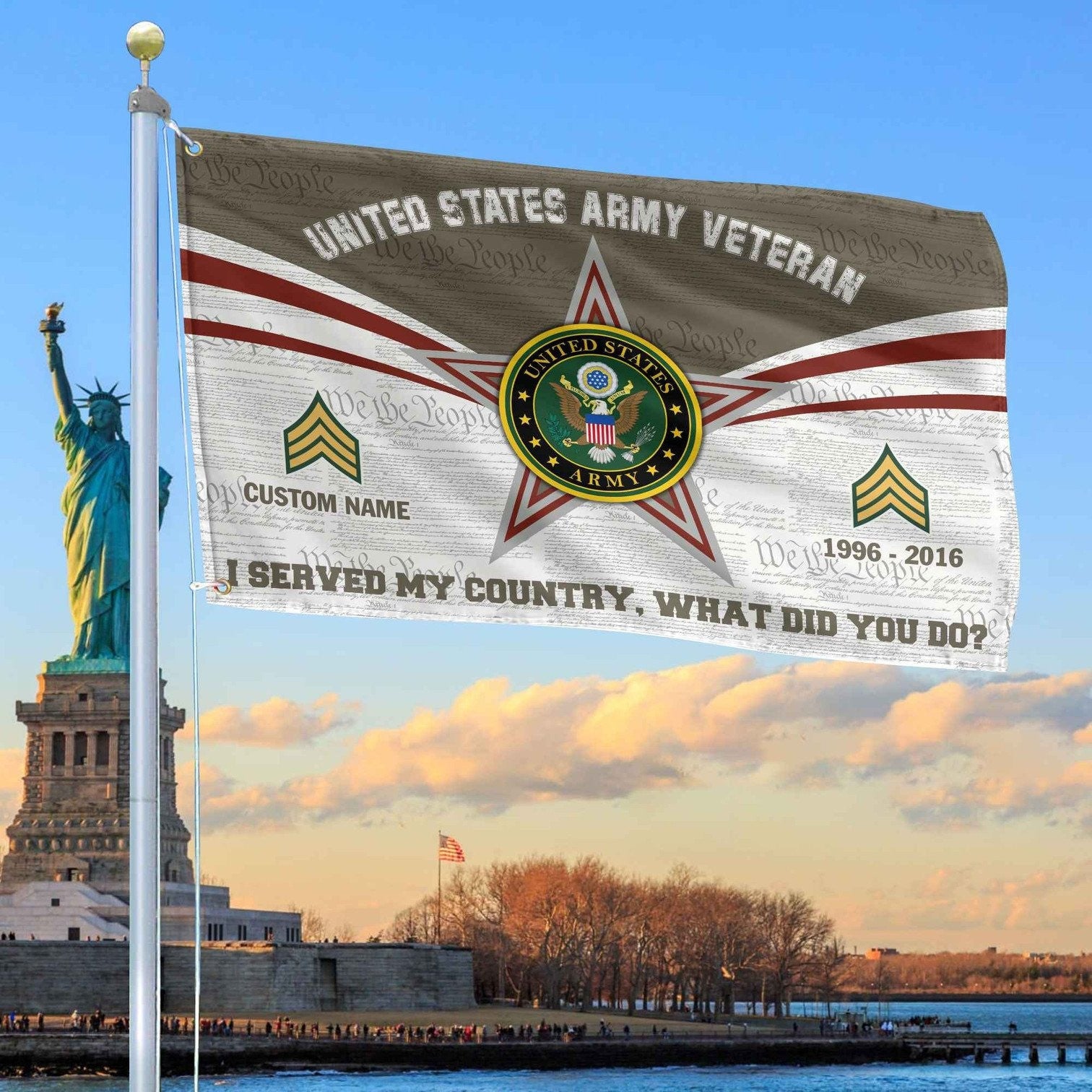 Custom US Army Veteran Flag Veterans Day Honoring All Who Served Flag Patriotic Decor - Liberish