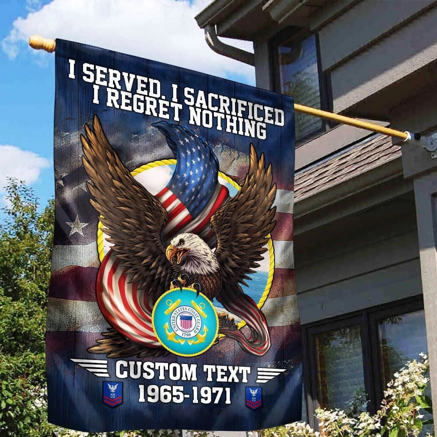 Custom US Coast Guard Flag Patriotic Flag I Served I Sacrificed I Regret Nothing - Liberish