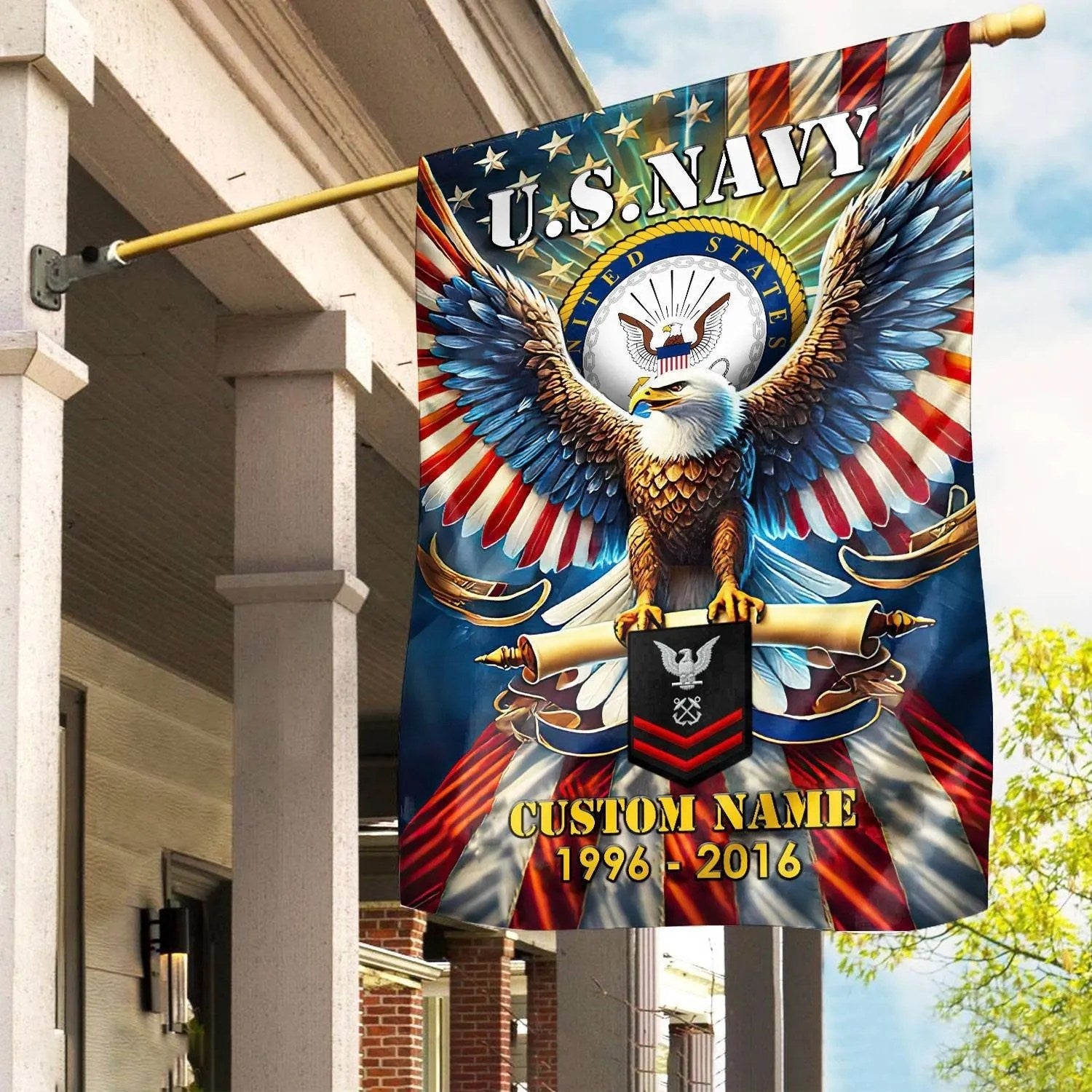 Custom US Navy Flag American Flag Gift For Navy Veteran - Liberish