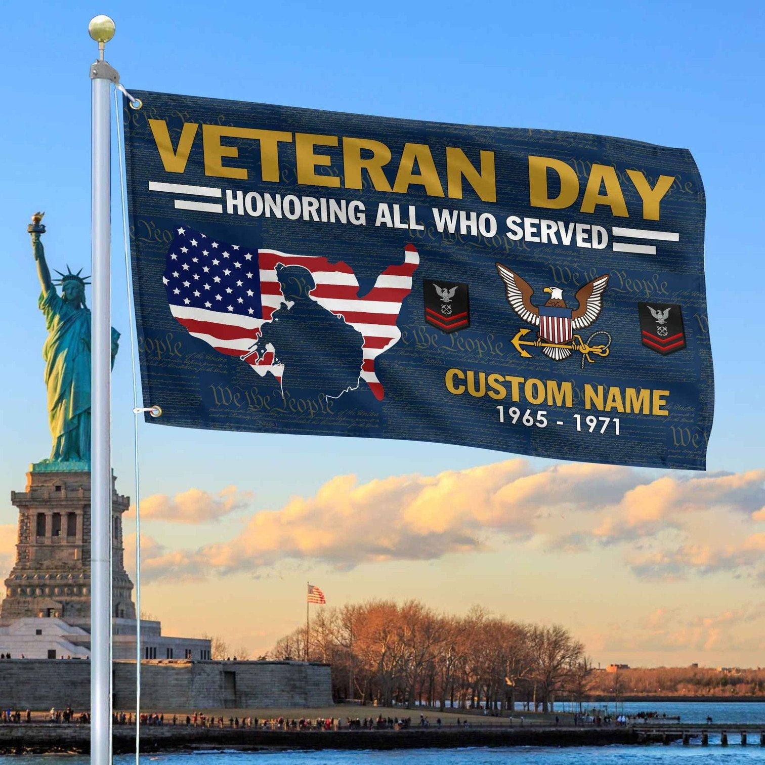 Custom US Navy Flag Veterans Day Honoring All Who Served Flag Gifts For Navy - Liberish
