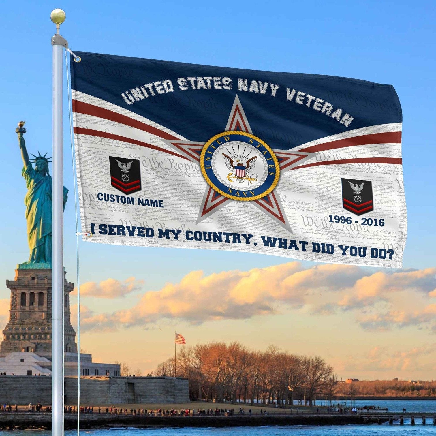 Custom US Navy Flag Veterans Day Honoring All Who Served Flag Patriotic Decor - Liberish