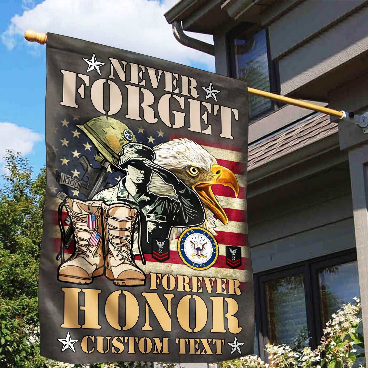 Custom US Navy Veteran Flag Never Forget Forever Honor Flag Gifts For Navy - Liberish