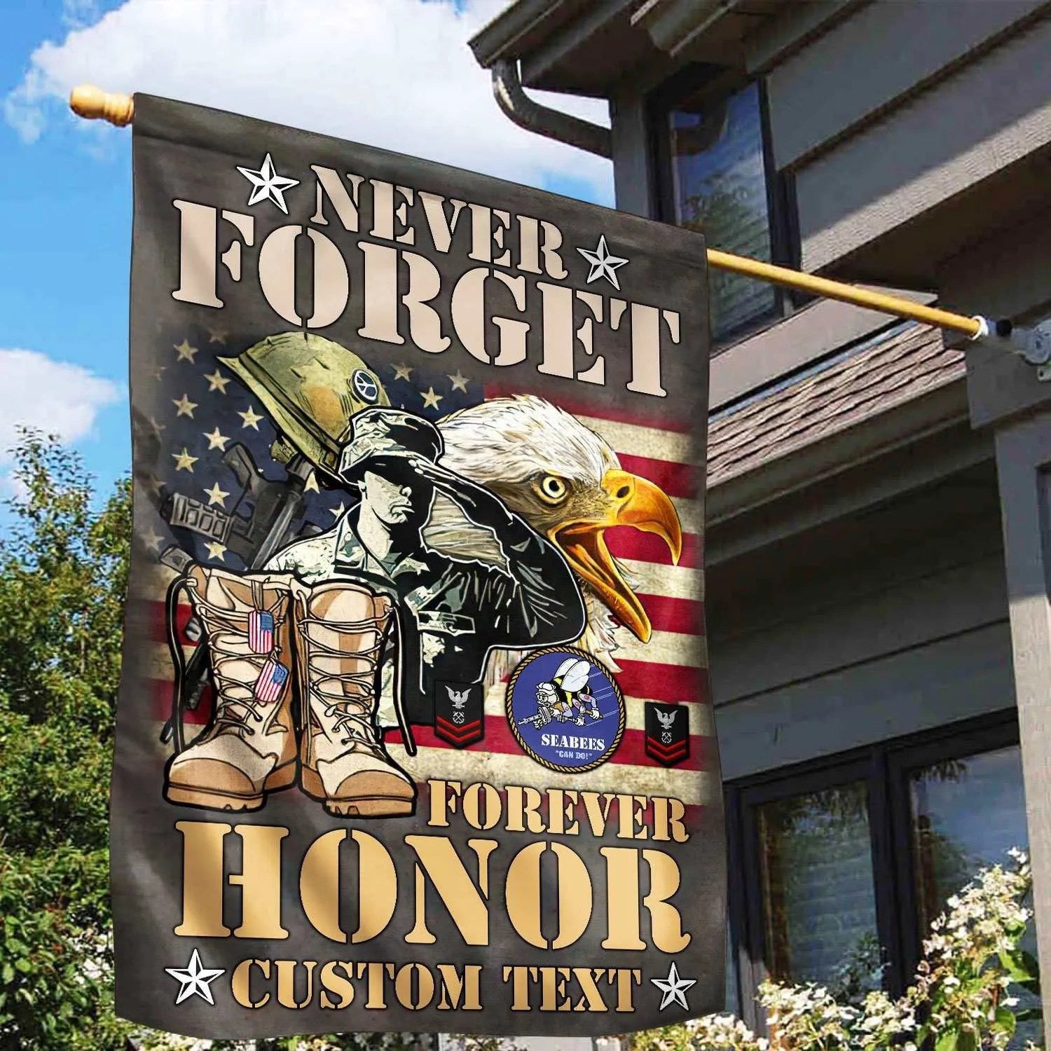 Custom US Seabees Veteran Flag Never Forget Forever Honor Flag Gifts For Seabees - Liberish