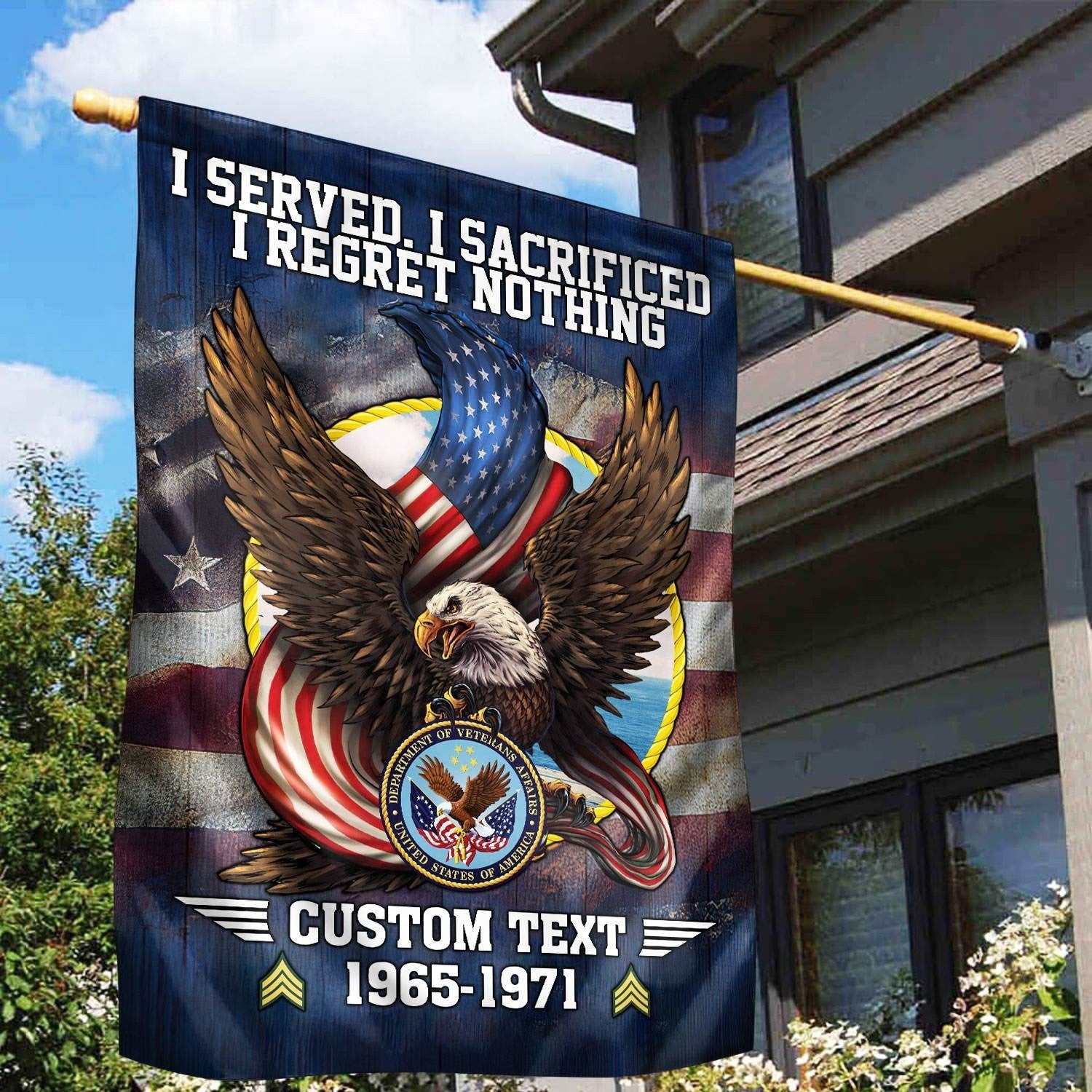 Custom US Veteran Flag Patriotic Flag I Served I Sacrificed I Regret Nothing - Liberish