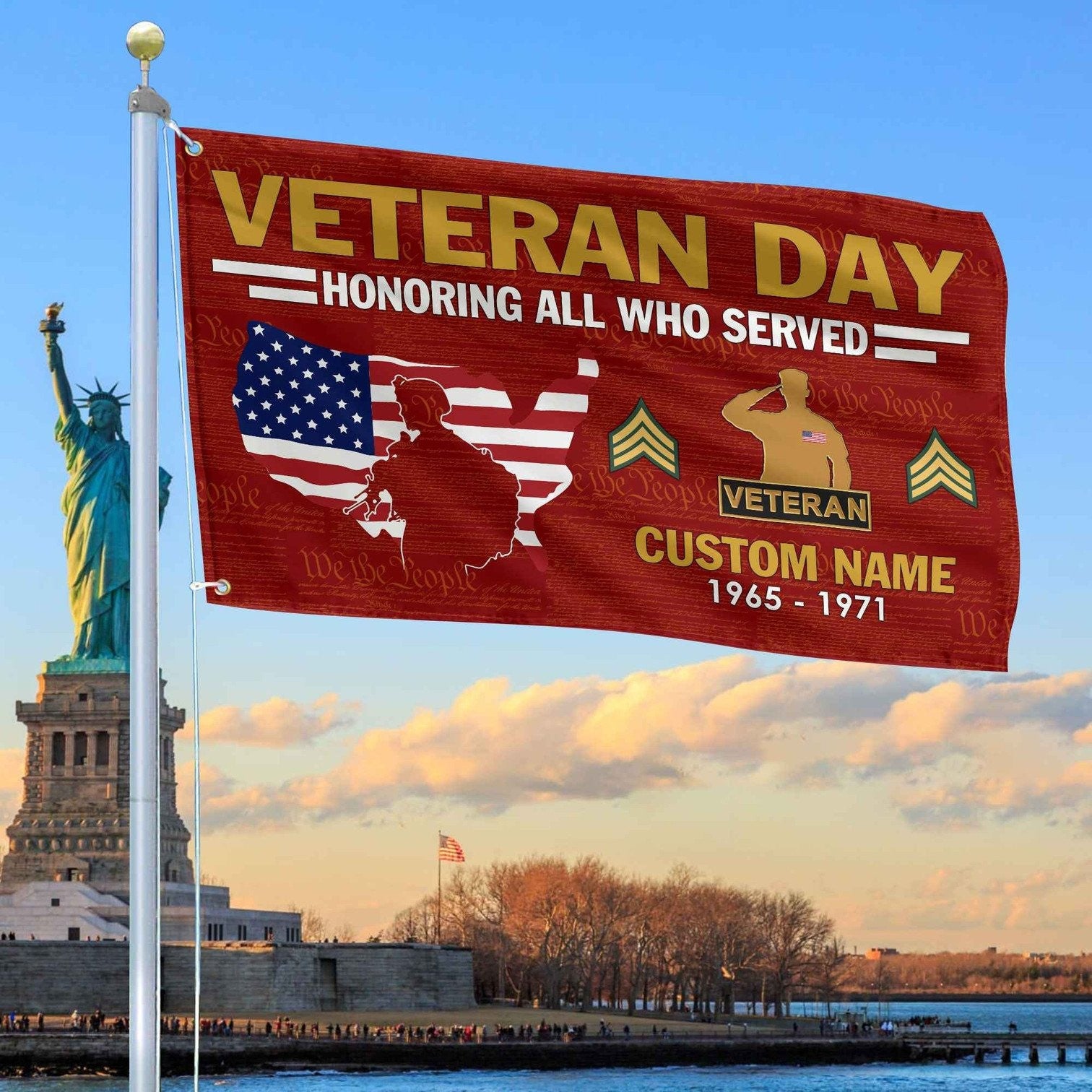 Custom US Veteran Flag Veterans Day Honoring All Who Served Flag Gifts For Patriots - Liberish