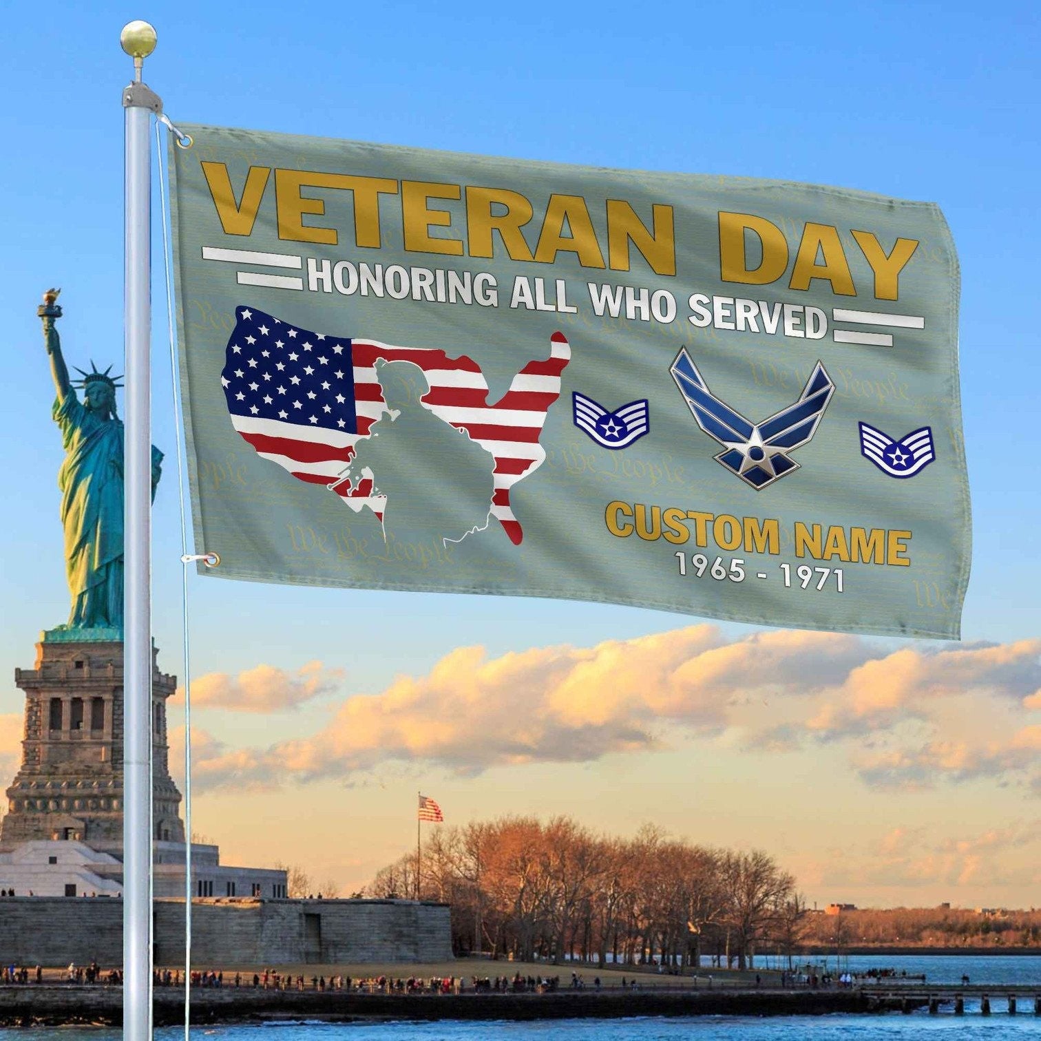 Custom USAF Flag Veterans Day Honoring All Who Served Flag Gifts For Air Force - Liberish