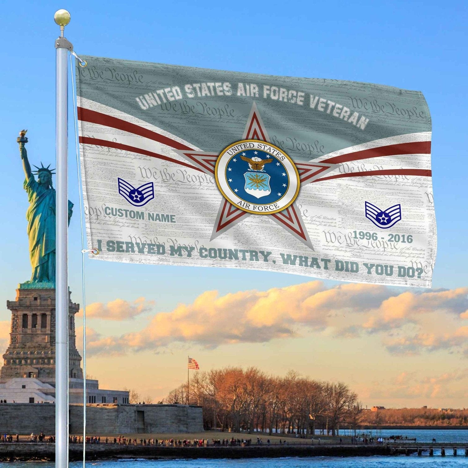 Custom USAF Flag Veterans Day Honoring All Who Served Flag Patriotic Decor - Liberish